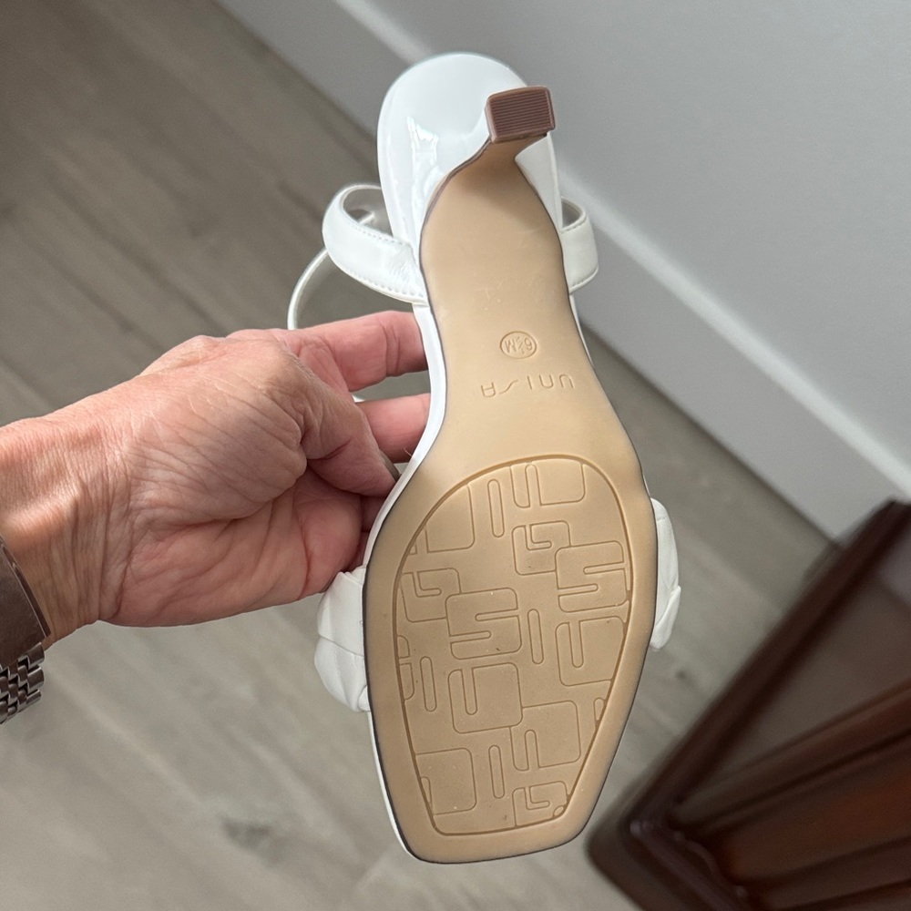 Unisa White Braided Strap Mid-Heel Sandals - Picture 4 of 6